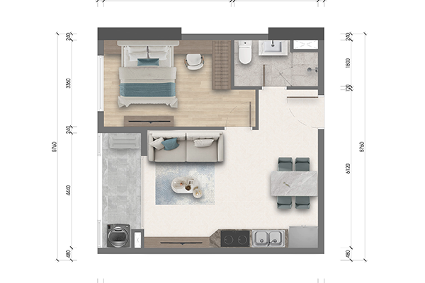 Căn 1PN Tây Nam Kim Giang