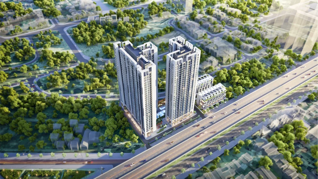 Phối cảnh tổng thể nhà ở xã hội Tây Nam Kim Giang